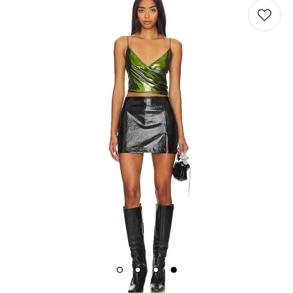 NWT Revolve Superdown Metallic Green Wrap Top Medium - Picture 4 of 9